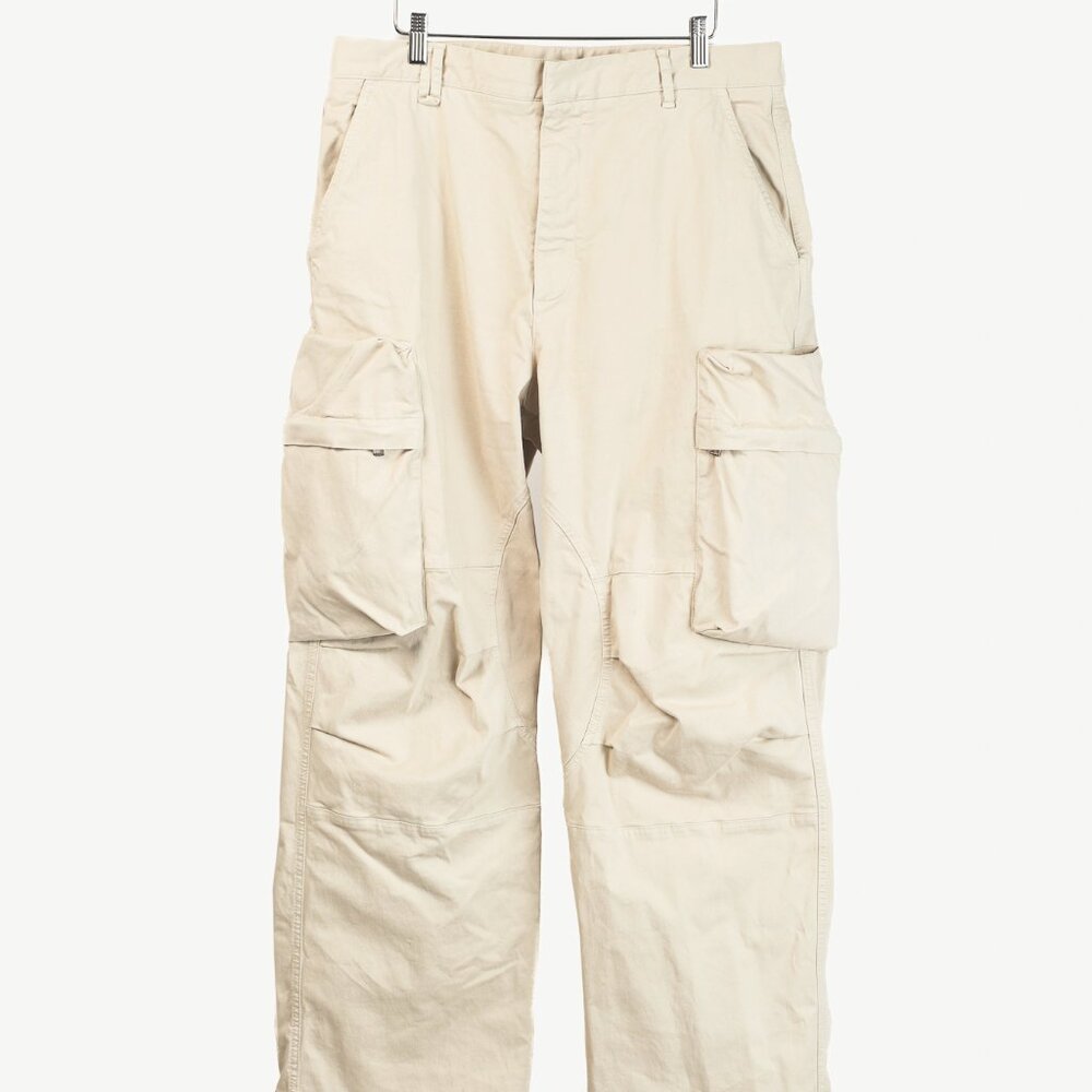 Moncler Light Beige Wide-Leg Stretch-Cotton Cargo Trousers